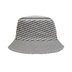 Soot Black And White Handpainted Houndstooth Check Watercolor Pattern Inside Out Bucket Hat