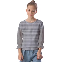 Soot Black And White Handpainted Houndstooth Check Watercolor Pattern Kids  Cuff Sleeve Top