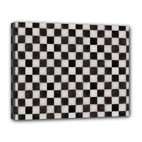 Large Black And White Watercolored Checkerboard Chess Canvas 14  X 11  (stretched)