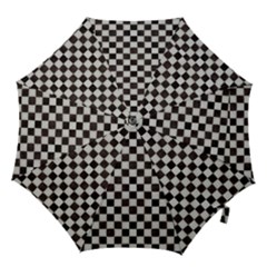 Large Black And White Watercolored Checkerboard Chess Hook Handle Umbrellas (large)