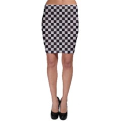Large Black And White Watercolored Checkerboard Chess Bodycon Skirt