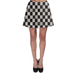 Large Black And White Watercolored Checkerboard Chess Skater Skirt