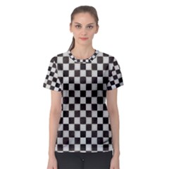 Large Black And White Watercolored Checkerboard Chess Women s Sport Mesh Tee