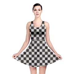 Large Black And White Watercolored Checkerboard Chess Reversible Skater Dress