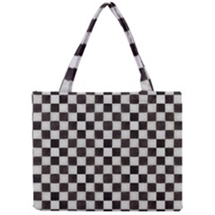 Large Black And White Watercolored Checkerboard Chess Mini Tote Bag