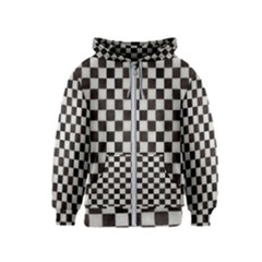 Large Black And White Watercolored Checkerboard Chess Kids  Zipper Hoodie