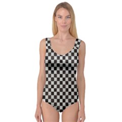 Large Black And White Watercolored Checkerboard Chess Princess Tank Leotard 
