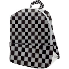 Large Black And White Watercolored Checkerboard Chess Zip Up Backpack by PodArtist