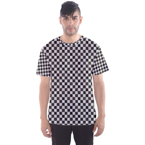 Black And White Watercolored Checkerboard Chess Men s Sport Mesh Tee by PodArtist