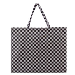 Black And White Watercolored Checkerboard Chess Zipper Large Tote Bag by PodArtist