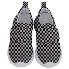 Black And White Watercolored Checkerboard Chess Kids  Velcro No Lace Shoes by PodArtist