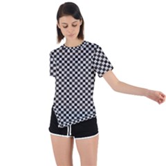 Black And White Watercolored Checkerboard Chess Asymmetrical Short Sleeve Sports Tee by PodArtist