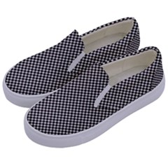 Small Black And White Watercolor Checkerboard Chess Kids  Canvas Slip Ons by PodArtist