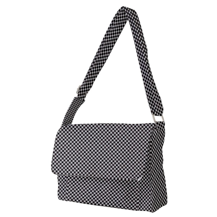 Small Black and White Watercolor Checkerboard Chess Full Print Messenger Bag (M)