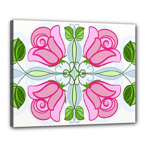 Figure Roses Flowers-ornament Canvas 20  X 16  (stretched)