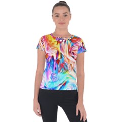 Background-drips-fluid-colorful- Short Sleeve Sports Top 