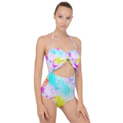 Background-drips-fluid-colorful Scallop Top Cut Out Swimsuit