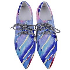 Painting-abstract-blue-pink-spots Pointed Oxford Shoes