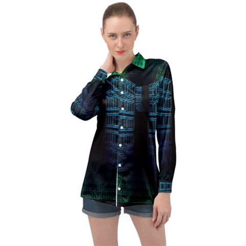 Technology-artificial-intelligence Long Sleeve Satin Shirt by Jancukart