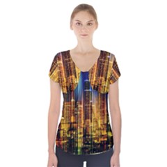 Skyline-light-rays-gloss-upgrade Short Sleeve Front Detail Top by Jancukart