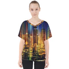 Skyline-light-rays-gloss-upgrade V-neck Dolman Drape Top by Jancukart