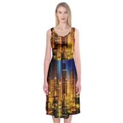 Skyline-light-rays-gloss-upgrade Midi Sleeveless Dress by Jancukart