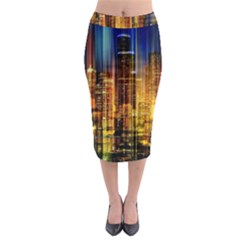 Skyline-light-rays-gloss-upgrade Midi Pencil Skirt by Jancukart