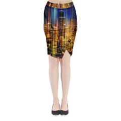 Skyline-light-rays-gloss-upgrade Midi Wrap Pencil Skirt by Jancukart