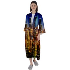 Skyline-light-rays-gloss-upgrade Maxi Satin Kimono by Jancukart