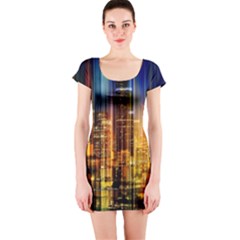 Skyline-light-rays-gloss-upgrade Short Sleeve Bodycon Dress by Jancukart