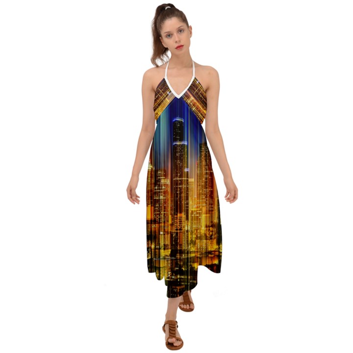 Skyline-light-rays-gloss-upgrade Halter Tie Back Dress 