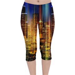 Skyline-light-rays-gloss-upgrade Velvet Capri Leggings  by Jancukart