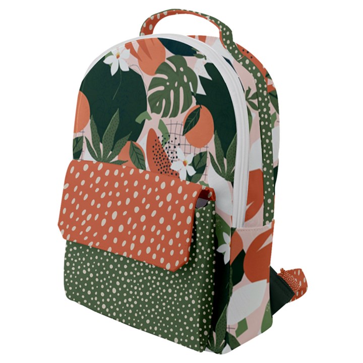 tropical polka plants 2 Flap Pocket Backpack (Small)