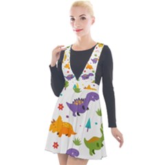 Dinosaurs-seamless-pattern-kids 003 Plunge Pinafore Velour Dress