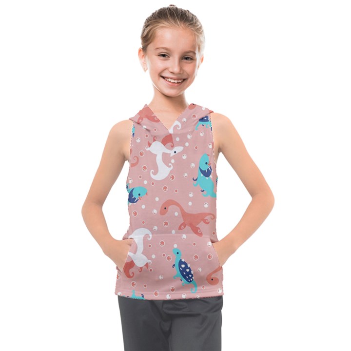 Dinosaurs-seamless-pattern-kids Kids  Sleeveless Hoodie