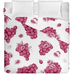 Grape-bunch-seamless-pattern-white-background-with-leaves 001 Duvet Cover Double Side (king Size) by nate14shop