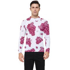 Grape-bunch-seamless-pattern-white-background-with-leaves 001 Men s Long Sleeve Rash Guard by nate14shop