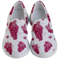 Grape-bunch-seamless-pattern-white-background-with-leaves 001 Kids Lightweight Slip Ons by nate14shop