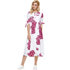 Grape-bunch-seamless-pattern-white-background-with-leaves 001 Bow Sleeve Chiffon Midi Dress by nate14shop