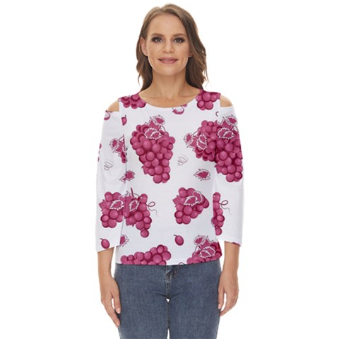 Grape-bunch-seamless-pattern-white-background-with-leaves 001 Cut Out Wide Sleeve Top by nate14shop