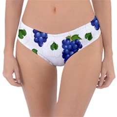 Grape-bunch-seamless-pattern-white-background-with-leaves Reversible Classic Bikini Bottoms