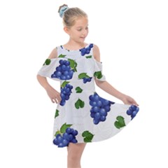 Grape-bunch-seamless-pattern-white-background-with-leaves Kids  Shoulder Cutout Chiffon Dress by nate14shop