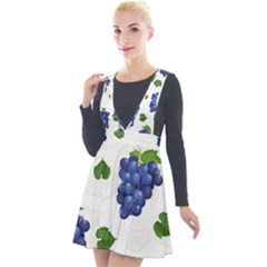 Grape-bunch-seamless-pattern-white-background-with-leaves Plunge Pinafore Velour Dress