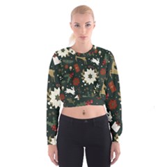 Hand Drawn Christmas Pattern Design Cropped Sweatshirt by nate14shop