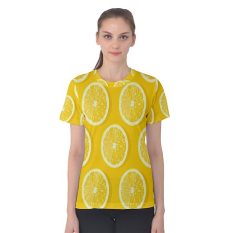 Lemon-fruits-slice-seamless-pattern Women s Cotton Tee by nate14shop