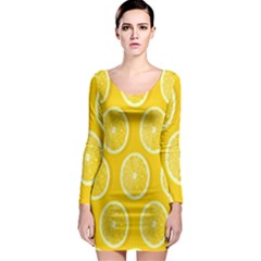 Lemon-fruits-slice-seamless-pattern Long Sleeve Bodycon Dress by nate14shop