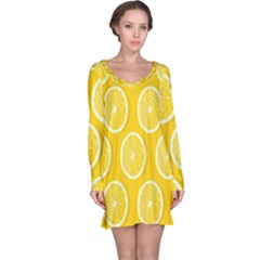 Lemon-fruits-slice-seamless-pattern Long Sleeve Nightdress by nate14shop