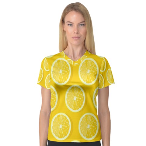 Lemon-fruits-slice-seamless-pattern V-neck Sport Mesh Tee by nate14shop