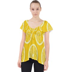 Lemon-fruits-slice-seamless-pattern Lace Front Dolly Top by nate14shop