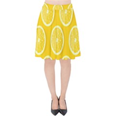 Lemon-fruits-slice-seamless-pattern Velvet High Waist Skirt by nate14shop